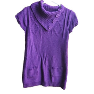 Pink ANGEL Purple Asymmetrical Collar Sweater Dress